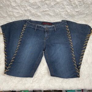 Mudd Yo! Lace up denim flare jeans full lace y2k in perfect condition Sz 9